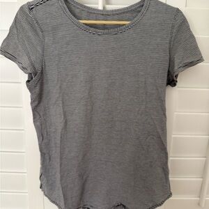 lululemon athletica Black and White Striped Love Crew tee